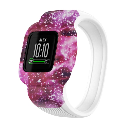 StrapsCo Patterned Silicone Rubber Watch Band Strap for Garmin Vivofit Jr. 3 - Short-Medium - Pink Nebula
