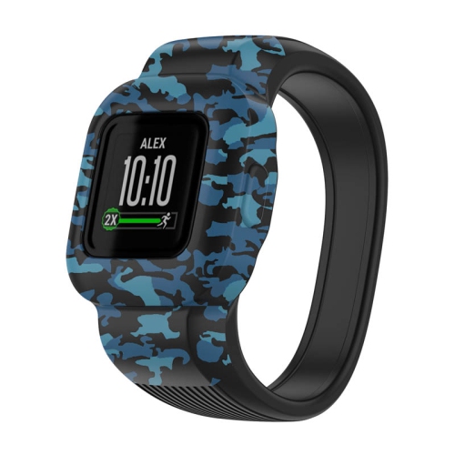 StrapsCo Patterned Silicone Rubber Watch Band Strap for Garmin Vivofit Jr. 3 - Medium-Long - Blue Camo