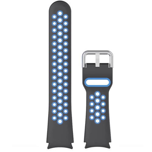 StrapsCo Perforated Soft Silicone Rubber Strap Band for Samsung Galaxy Watch 4 - Short-Medium - Black & Blue