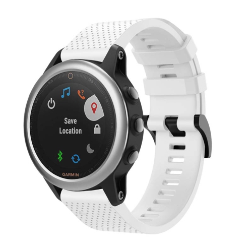 Bracelet de montre en caoutchouc de silicone robuste StrapsCo pour Garmin Fenix 5S - Blanc