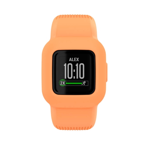 StrapsCo Solid Colour Silicone Rubber Watch Band Strap for Garmin Vivofit Jr. 3 - Medium-Long - Orange