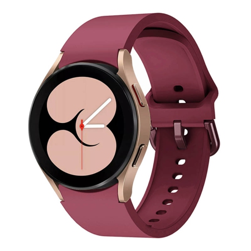 Bracelet de montre en caoutchouc de silicone de couleur solide StrapsCo pour Samsung Galaxy Watch 4 - Sangria rouge
