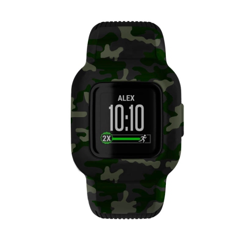 StrapsCo Patterned Silicone Rubber Watch Band Strap for Garmin Vivofit Jr. 3 - Medium-Long - Green Camo