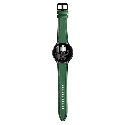 StrapsCo Leather & Silicone Hybrid Watch Band Strap for Samsung Galaxy Watch 4 - Short-Medium - Forest Green