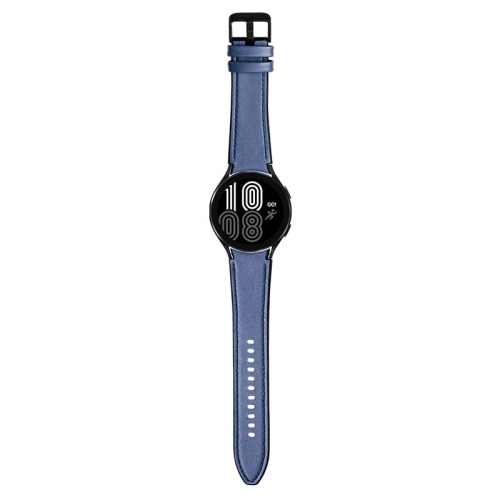 StrapsCo Leather & Silicone Hybrid Watch Band Strap for Samsung Galaxy Watch 4 - Short-Medium - Blue
