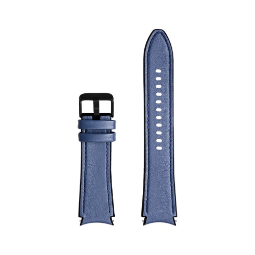 StrapsCo Leather & Silicone Hybrid Watch Band Strap for Samsung Galaxy Watch 4 - Short-Medium - Blue