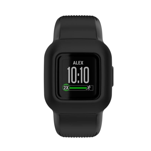 StrapsCo Solid Colour Silicone Rubber Watch Band Strap for Garmin Vivofit Jr. 3 - Medium-Long - Black