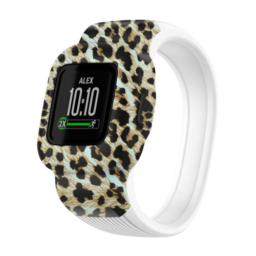 StrapsCo Patterned Silicone Rubber Watch Band Strap for Garmin Vivofit Jr. 3 - Short-Medium - Leopard Print
