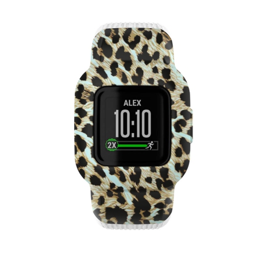 StrapsCo Patterned Silicone Rubber Watch Band Strap for Garmin Vivofit Jr. 3 - Short-Medium - Leopard Print