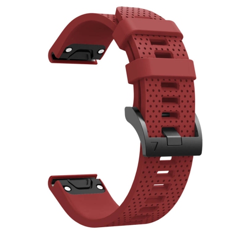 StrapsCo Sturdy Silicone Rubber Watch Band Strap for Garmin Fenix 5S - Red