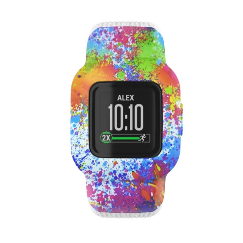 StrapsCo Patterned Silicone Rubber Watch Band Strap for Garmin Vivofit Jr. 3 - Short-Medium - Paint Splatter