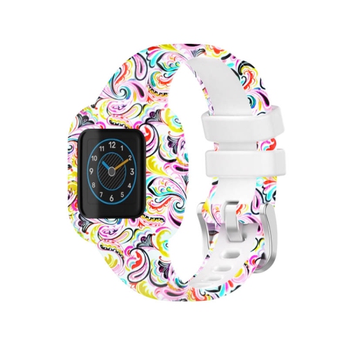 STRAPSCO  Patterned Silicone Watch Band Strap W/ Buckle for Garmin Vivofit Jr. 3 - Paisley In Multicolor