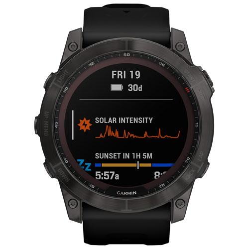 Garmin fēnix 7X Sapphire Solar 51mm Bluetooth Multisport Smartwatch - Carbon Grey/Black/Titanium Back