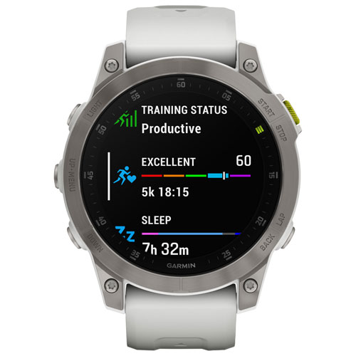 Garmin epix 47mm Smartwatch with Heart Rate Monitor - Silver/White/Titanium Back