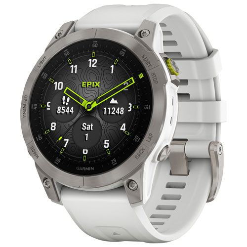 Garmin epix (Gen 2) 47mm Bluetooth Active Smartwatch - Silver/White/Titanium Back