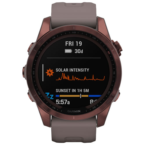 Garmin fenix 7S Sapphire Solar 42mm Smartwatch with HR Monitor - Dark Bronze/Shale Grey/Titanium Back