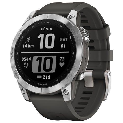 Garmin fēnix 7 47mm Bluetooth Multisport Smartwatch - Silver/Graphite/Metal Back