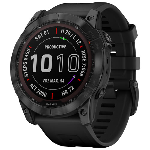 Image 5 of 5.. Garmin fēnix 7X Sapphire Solar 51mm Bluetooth Multisport Smartwatch - Black/Titanium Back