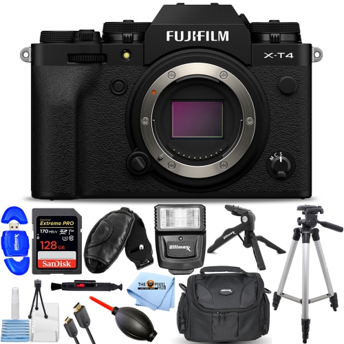 FUJIFILM X-T4 Mirrorless Camera (Black) 16652855 - 12PC Accessory 