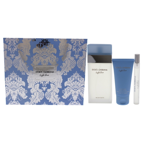 DOLCE AND GABBANA  By for Women - 3 PC Gift Set 3.3OZ Edt Spray, 10Ml Edt Spray, 1.6OZ Body Cream In Light Blue
