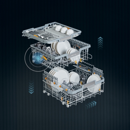 Lave-vaisselle pleine grandeur préfini G 5216 SCU de Miele avec plateau à couverts MultiFlex 3D et séchage AutoOpen, acier inoxydable