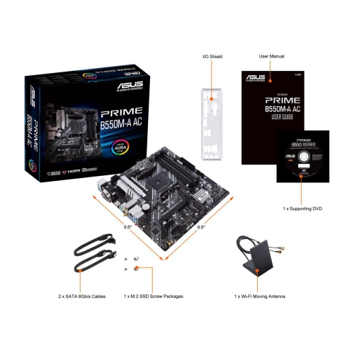 ASUS PRIME B550M-A AC AM4 AMD B550 SATA 6Gb/s Micro ATX AMD Motherboard