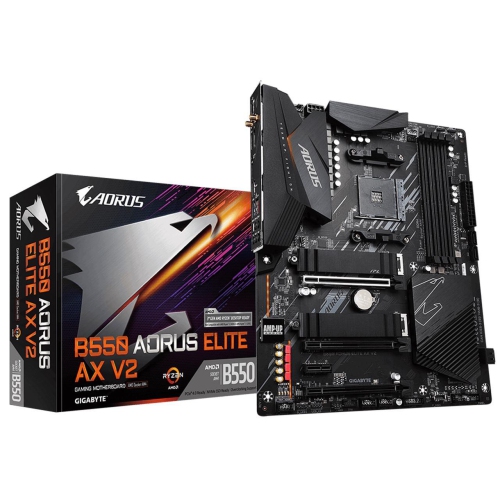 GIGABYTE  B550 Aorus Elite Ax V2 Am4 Amd B550 Atx Motherboard With Dual M.2, SATA 6GB/s, USB 3.2 Gen 2, 2.4/5 Ghz Dual-Band, 2.5 GBe Lan, PCie 4.0