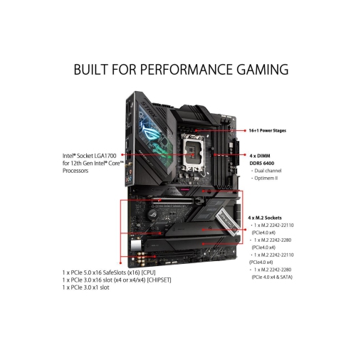 Carte mère de jeu ASUS ROG Strix Z690-F Gaming WiFi 6E LGA 1700 Intel 12e génération ATX - PCIe 5.0, DDR5, 16+1 étages d'alimentation, 2,5 Gb LAN,