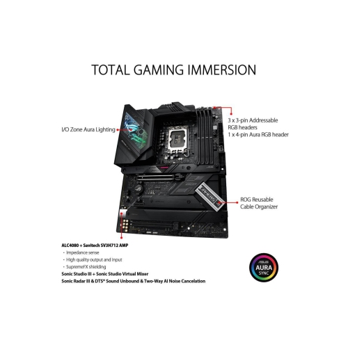 Carte mère de jeu ASUS ROG Strix Z690-F Gaming WiFi 6E LGA 1700 Intel 12e génération ATX - PCIe 5.0, DDR5, 16+1 étages d'alimentation, 2,5 Gb LAN,