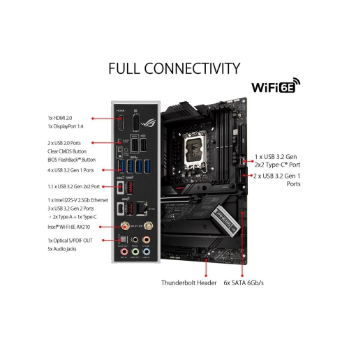 Carte mère de jeu ASUS ROG Strix Z690-F Gaming WiFi 6E LGA 1700 Intel 12e génération ATX - PCIe 5.0, DDR5, 16+1 étages d'alimentation, 2,5 Gb LAN,