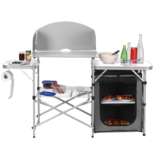Gymax Folding Outdoor Camping Table Portable BBQ Grill Table w/ Storage Bag