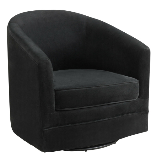 GYMAX  Modern Swivel Barrel Chair Upholstered Velvet Armchair With Metal Base