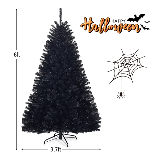 Gymax 6FT Artificial Halloween Christmas Tree Hinged Pine Tree Holiday Decoration