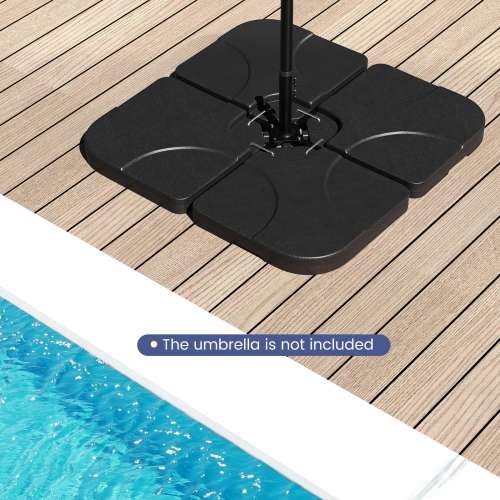 Costway 20" Patio Offset Umbrella Base Stand Water Filled Base Weights Sand Plate Set Brown/Black