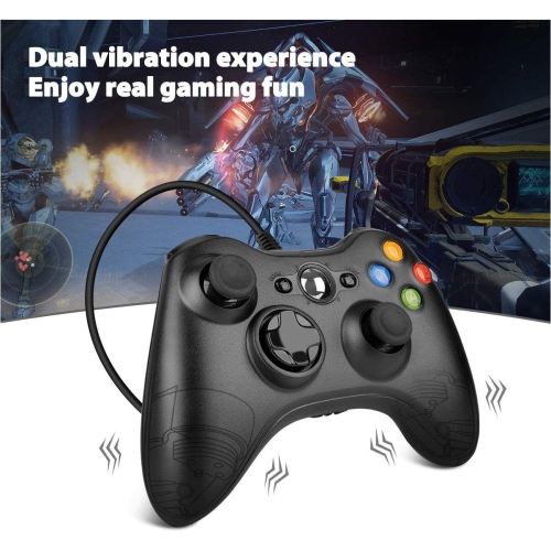 manette USB avec fil à deux boutons de vibration et d’épaules pour Xbox 360/Xbox 360 mince/PC Windows 7/8/10