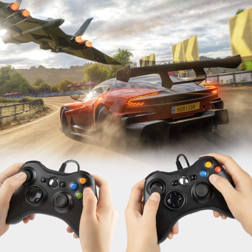 manette USB avec fil à deux boutons de vibration et d’épaules pour Xbox 360/Xbox 360 mince/PC Windows 7/8/10