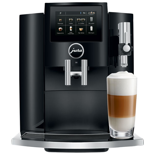 Jura S8 Automatic Espresso Machine with Frother & Coffee Grinder - Piano Black