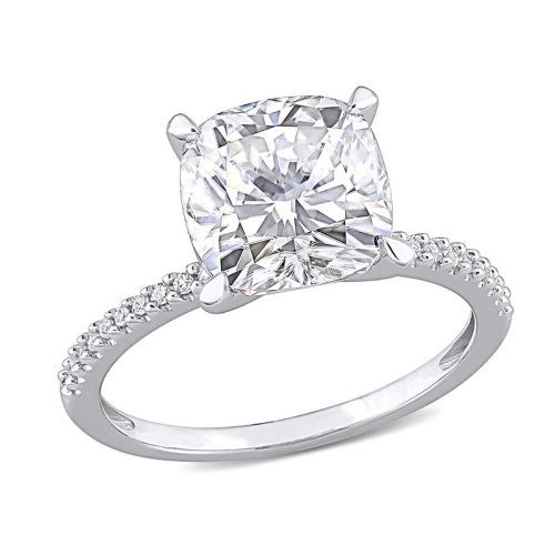 Bague de fiançailles en or blanc 14K ct avec moissanite solitaire synthétique en laboratoire d'3,50&nbsp;carat