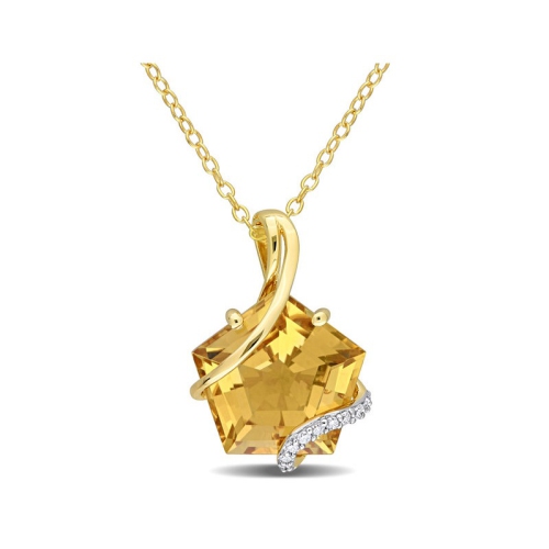 GEM AND HARMONY  6.00 Carat (Ctw) Citrine Pendant Necklace In Plated Sterling Silver With Chain In Yellow