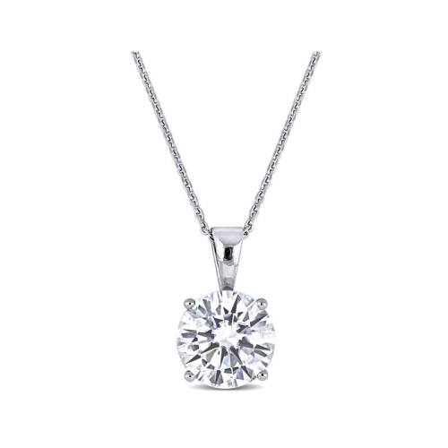 2.00 Carat Synthetic Moissanite Solitaire Pendant Necklace in 14K White Gold