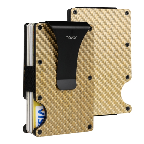 navor Minimalist Carbon Fiber Wallet - Front Pocket RFID Blocking Minimalist Wallet for Men & Women - Metal Wallet Credit Card Holder with Money Clip