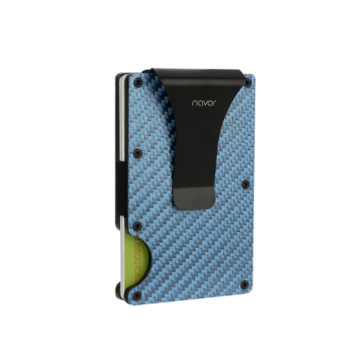 Portefeuille minimaliste en fibre de carbone avec porte-cartes en métal à blocage RFID et pince à billets pour hommes et femmes de Navor