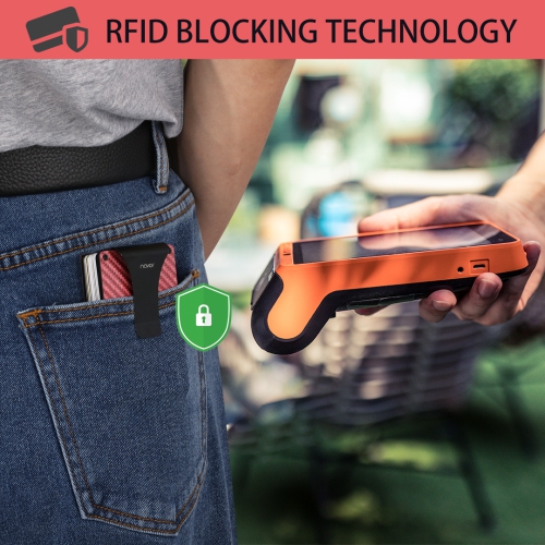 Portefeuille minimaliste en fibre de carbone avec porte-cartes en métal à blocage RFID et pince à billets pour hommes et femmes de Navor