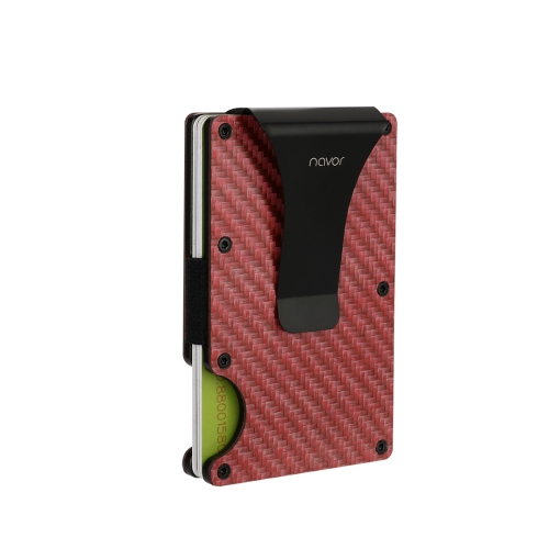 Portefeuille minimaliste en fibre de carbone avec porte-cartes en métal à blocage RFID et pince à billets pour hommes et femmes de Navor