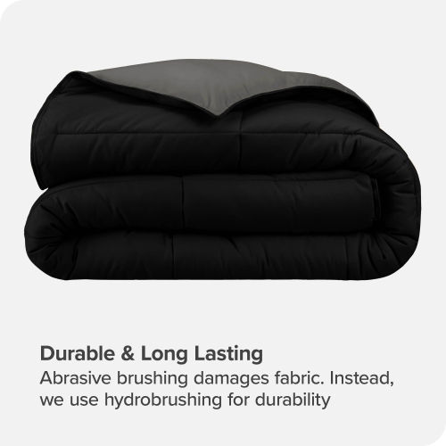 Bare Home Reversible Comforter - Goose Down Alternative - Ultra-Soft - Premium 1800 Series - Hypoallergenic - Breathable - Full, Black/Grey
