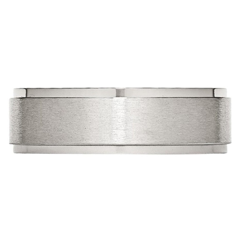 Alliance homme biseautée, 7 mm, acier inoxydable, rainure et coupe confortable