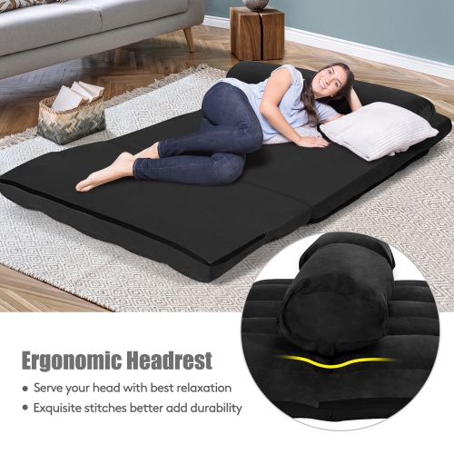 Costway Foldable Floor Sofa Bed 6-Position Adjustable Lounge Couch with 2 Pillows