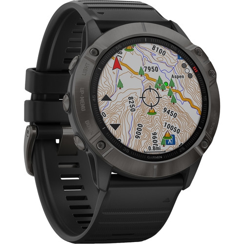 Garmin fenix 6X Multisport GPS Smartwatch 51mm, Sapphire, Carbon Gray DLC / Black Band 010-02157-10