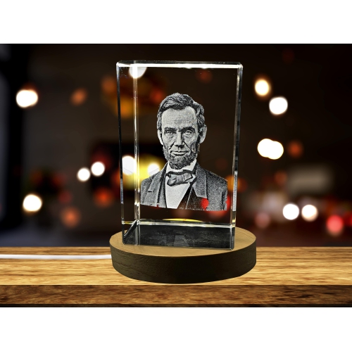 Abraham Lincoln 3D Engraved Crystal Memorabilia