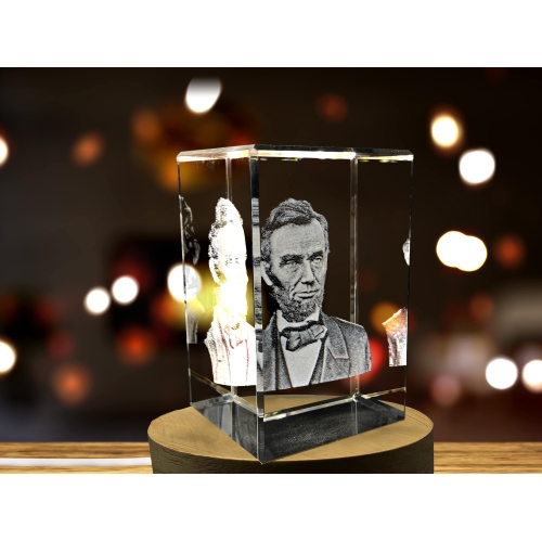 Abraham Lincoln 3D Engraved Crystal Memorabilia